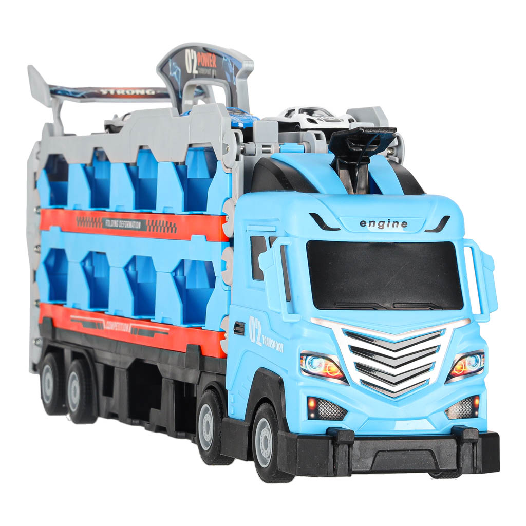 nákladné auto s autíčkami a dráhou